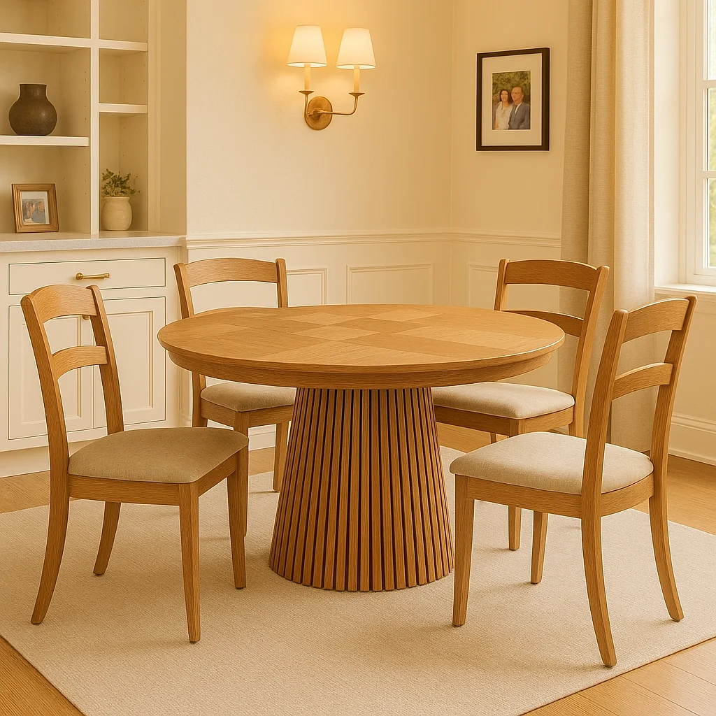 

Nordic Minimalist Design Restaurant Furniture Round Rustic Wooden Oval Dining Table Round Extendable