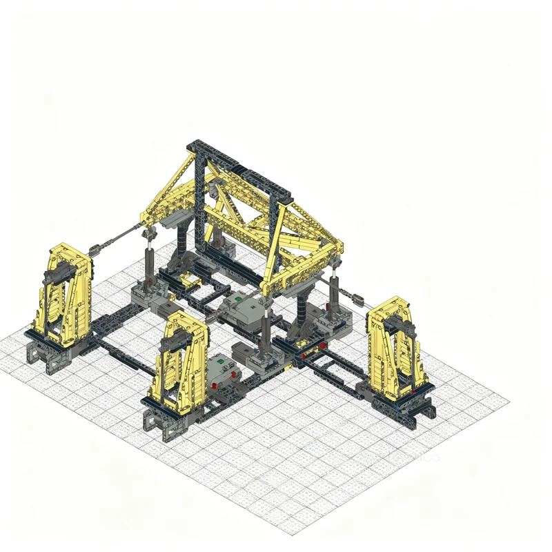 1857pcs MOC Technical MultiAxial Shake Table - Hydraulic Vibration Test Stand Model Building Blocks Christmas Gift Toys Craft