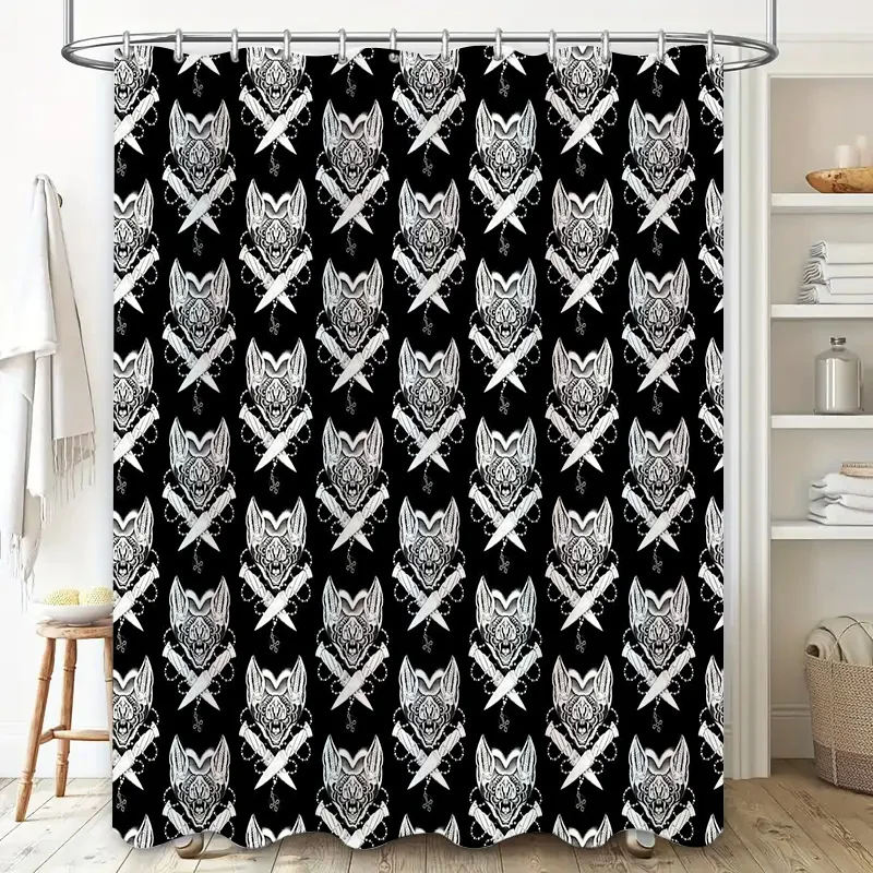 Gothic Skull Shower Curtain Halloween Decor Dark Forest Spooky Horror Bathroom Set Vintage Tapestry Wall Hanging Room Divider