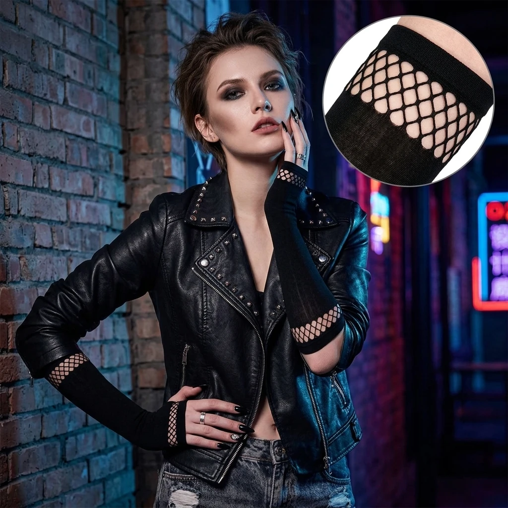 Creative Hollow-Out Long Half-Finger Gloves, Sexy Elastic Summer Sun Protection Sleeves, Cosplay Party Etiquette Retro Gloves
