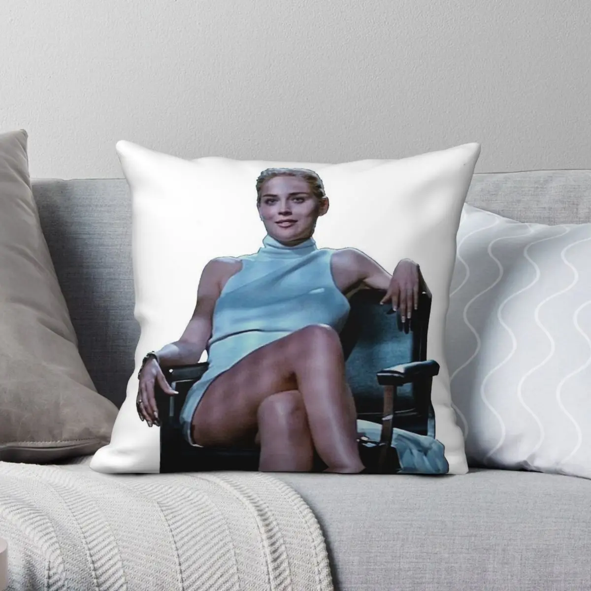 Sharon Stone Basic Instinct Pillowcase Polyester Linen Velvet Printed Zip Decorative Pillow Case Bed Cushion Cover