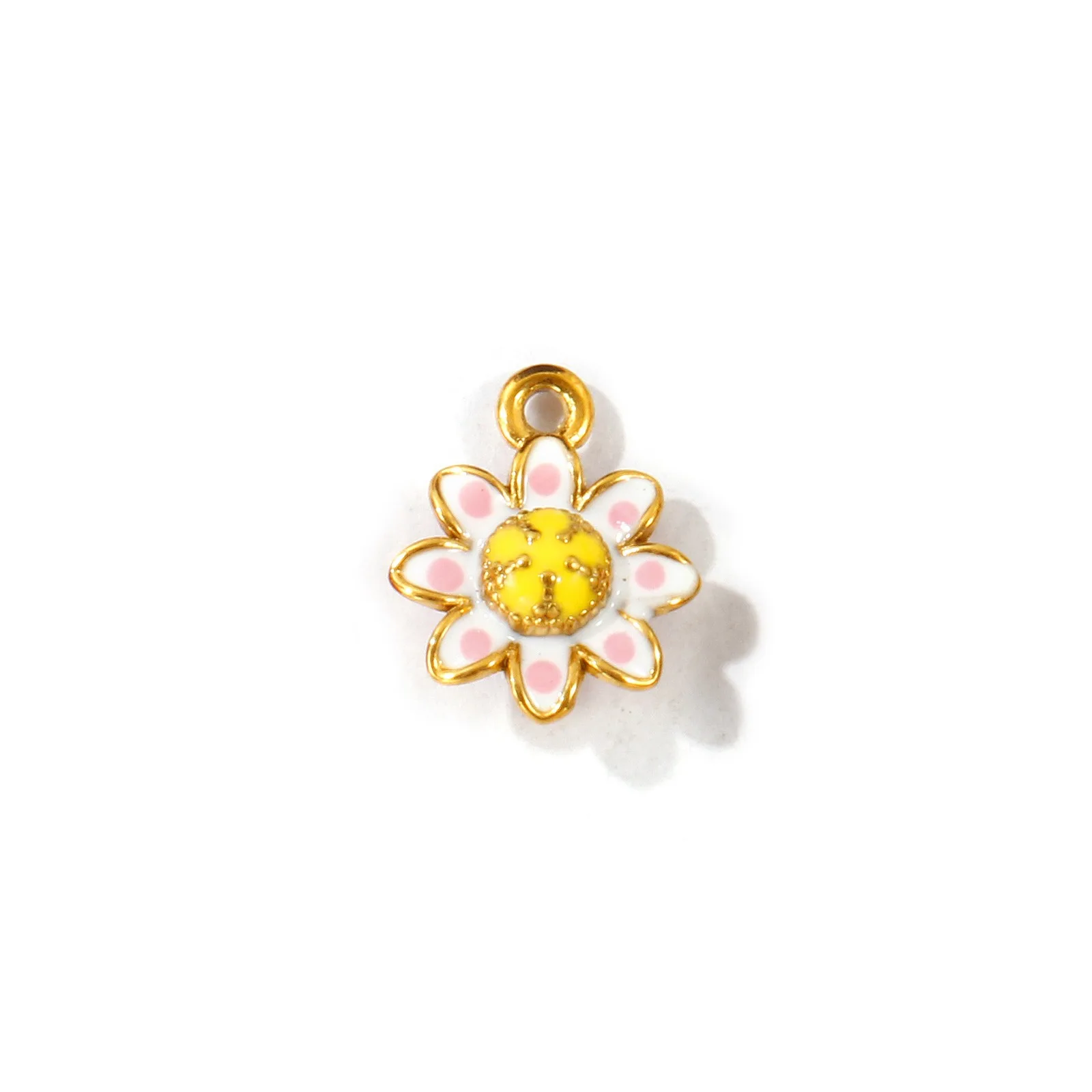 1 Stück 3D Emaille-Anhänger Ananas-Pfirsich-Blume 304 Edelstahl 18K vergoldeter Anhänger DIY Schmuck Halskette Herstellung Großhandel – Detail 4