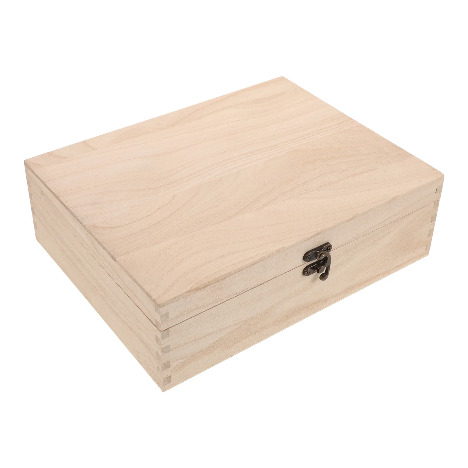 

Wooden Jewelry Organizer DIY Wood Keepsake Box Unfinished Box Trinket Storage Case Decorative Box with Key Lid for Home Kitchens