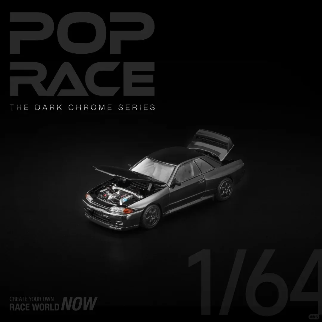 نموذج سيارة POP RACE 1:64 من سلسلة الكروم الداكن Porsche 964 Singer Targa Nissan Skyline GTR R32R33 Shelby Mustang GT500 مصنوع من خليط معدني #3