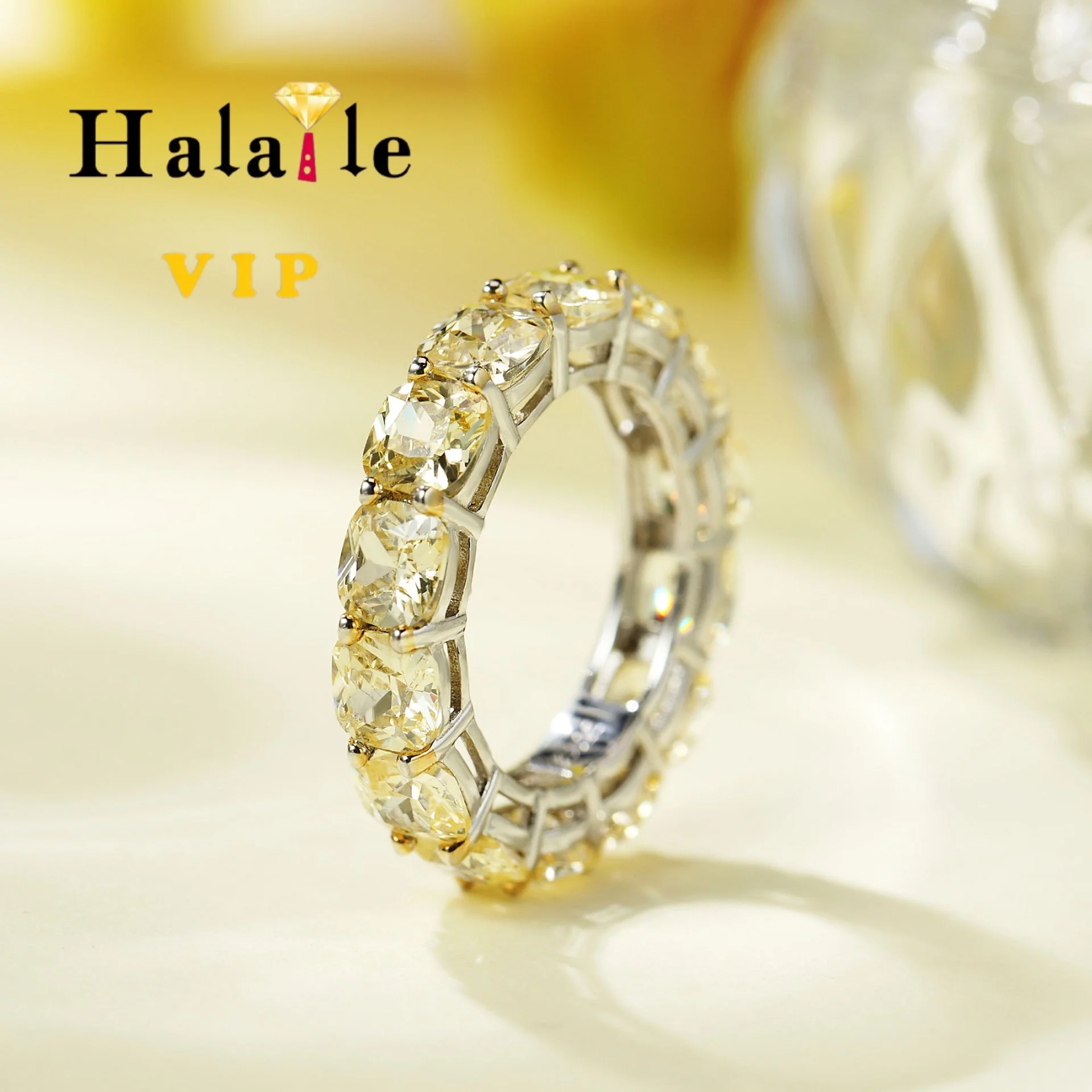 

Кольца Halaile 5 мм 0,6 карата с желтым муассанитом/цирконом, серебро S925, огранка принцессы, женские сверкающие роскошные ювелирные изделия, изящные, элегантные