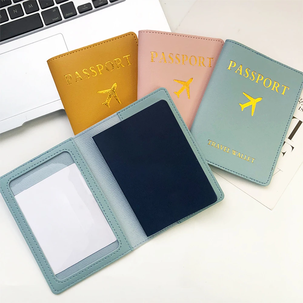 Hot Stamping Airplane Travel Luggage Tag Pu Leather Thickened Handbag Tag Passport Cover