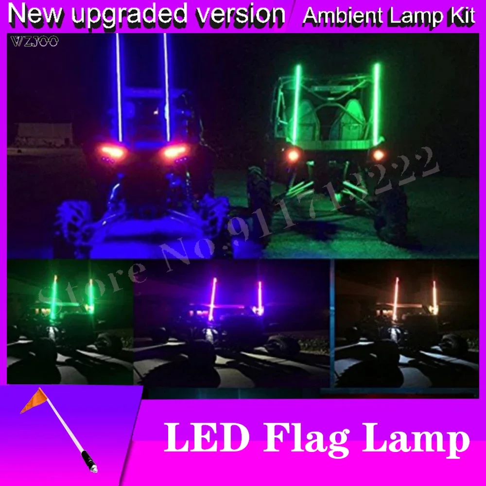 1PCS/2PCS LED Whip Light 6ft/1.8m Antenna w/Flag LED Flagpole Lamp for jeep Sand Buggy UTV ATV Truck Sand Rails