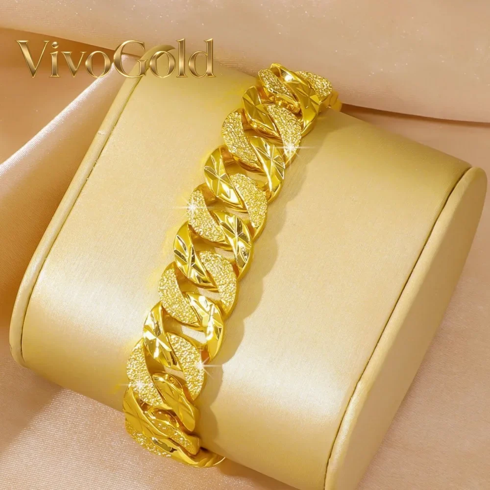 

VivoGoldMen's Boutique 9999 24K Real Gold Horse Whip Bracelet Twist 24k Gold 15mm Watch Chain