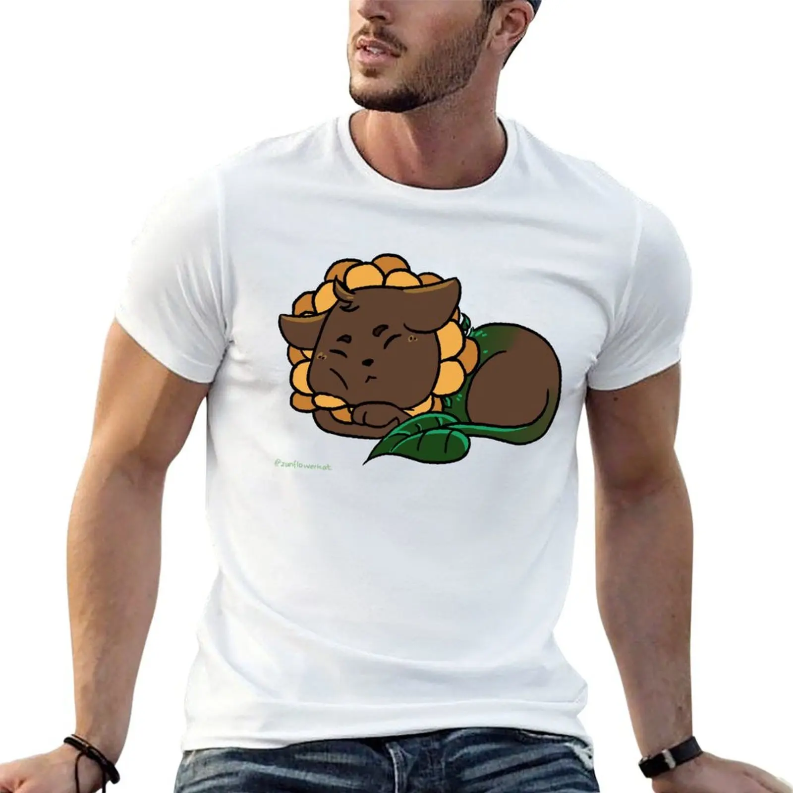 Little Sleeping Sunflowerkat T-Shirt kawaii clothes custom t-shirts funny t shirts for men