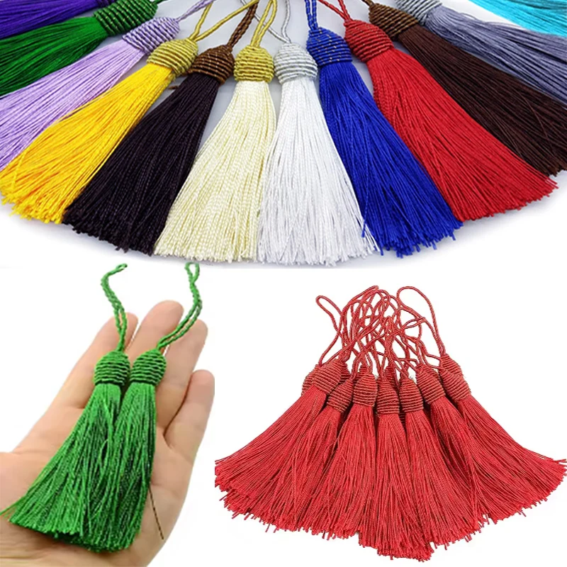 

10/5Pcs Tassels Silky Floss Tassels 15.5cm/6 Inch Bookmark Tassel with Cord Loop Tassels For Jewelry Making Craft Accessory