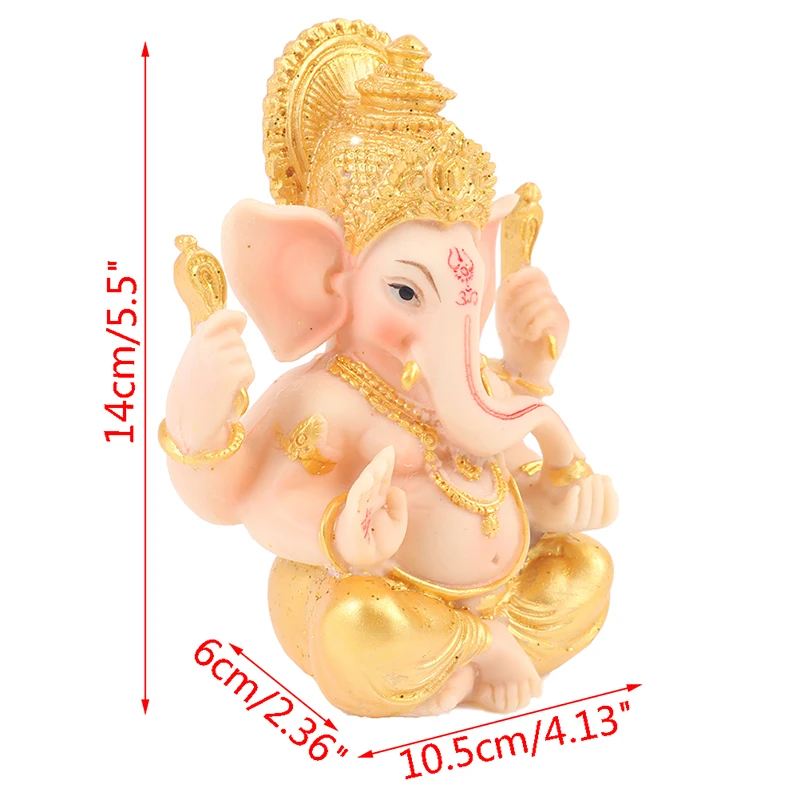 HOT! Gold Lord Ganesha Buddha Statue Elephant God Sculptures Ganesh Figurines