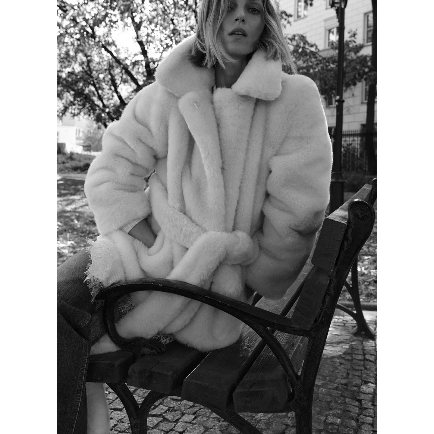 Outono novo feminino ort comprimento longo sve efeito de pele do falso casaco gola botão fechamento solto ajuste francês sle senhoras jaet