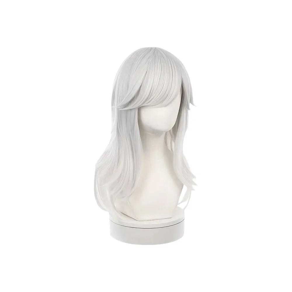 شعر مستعار تأثيري أنيمي تأثير Genshin ، شعر أبيض فضي طويل ، مقاوم للحرارة ، شعر مستعار زي الهالوين ، شعر مستعار Cyno