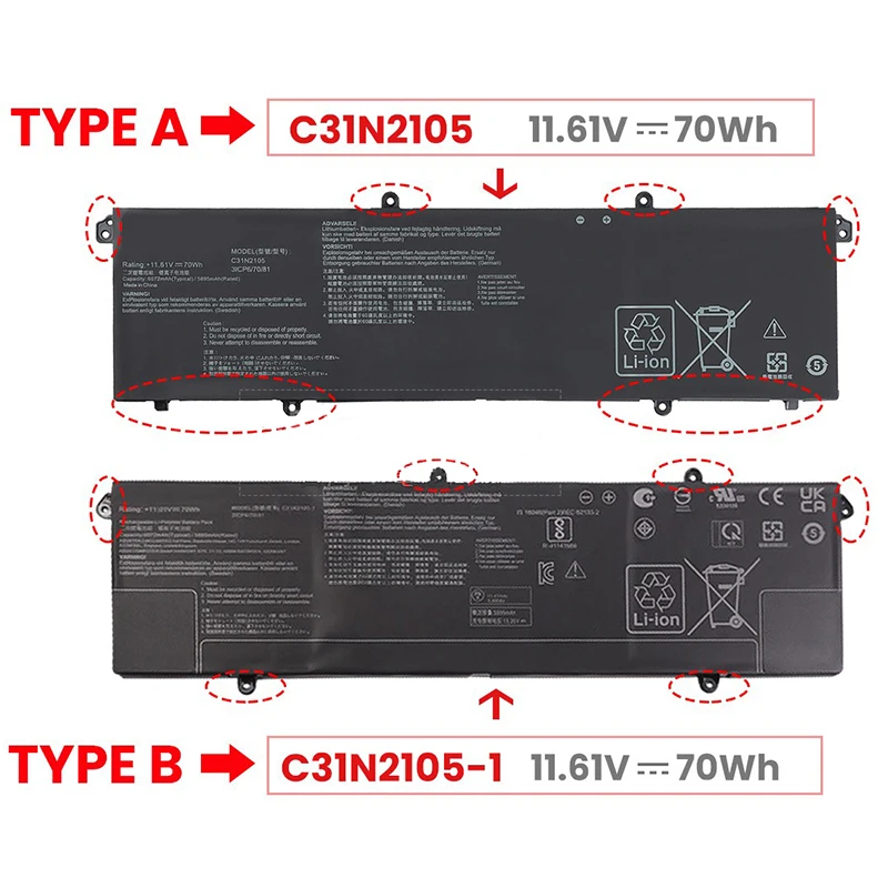 Imagem -02 - Bateria do Portátil para Asus F1605za M1503ia qa P1600za S5602za S4600 S5600f S5402za X1503za X1605za Ux3404vc Nx6502zc C31n2105