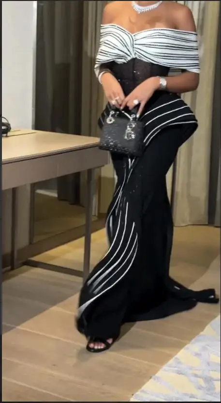 Customized Modest Ruffles Evening Dress 2025 Contrast Color Off the Shoulder vestidos de gala Tranparent Waist evening dresses image 3