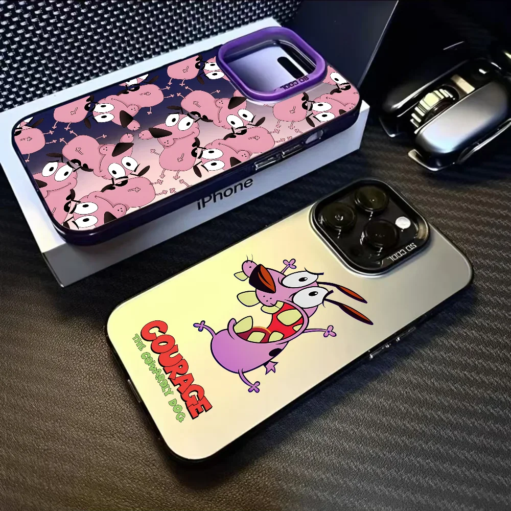 Courage C-Cowardly Dog Phone Case For iPhone 16 15 14 13 12 11 Pro Max Black Purple Matte Ultra-thin Soft Candy Abrazine Funda