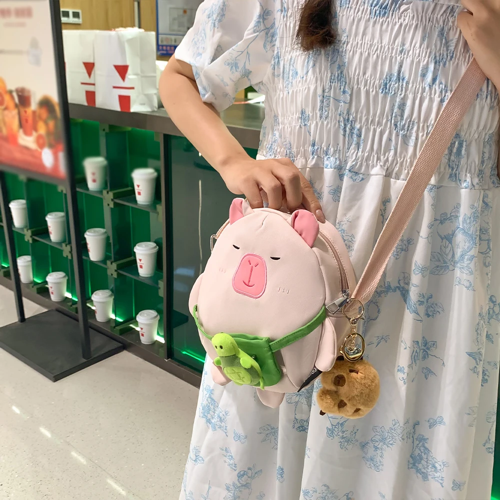 Lightweight, cute and funny capybara crossbody bag for girls cartoon soft girl student shoulder bag new Korean versatile mobile phone bag