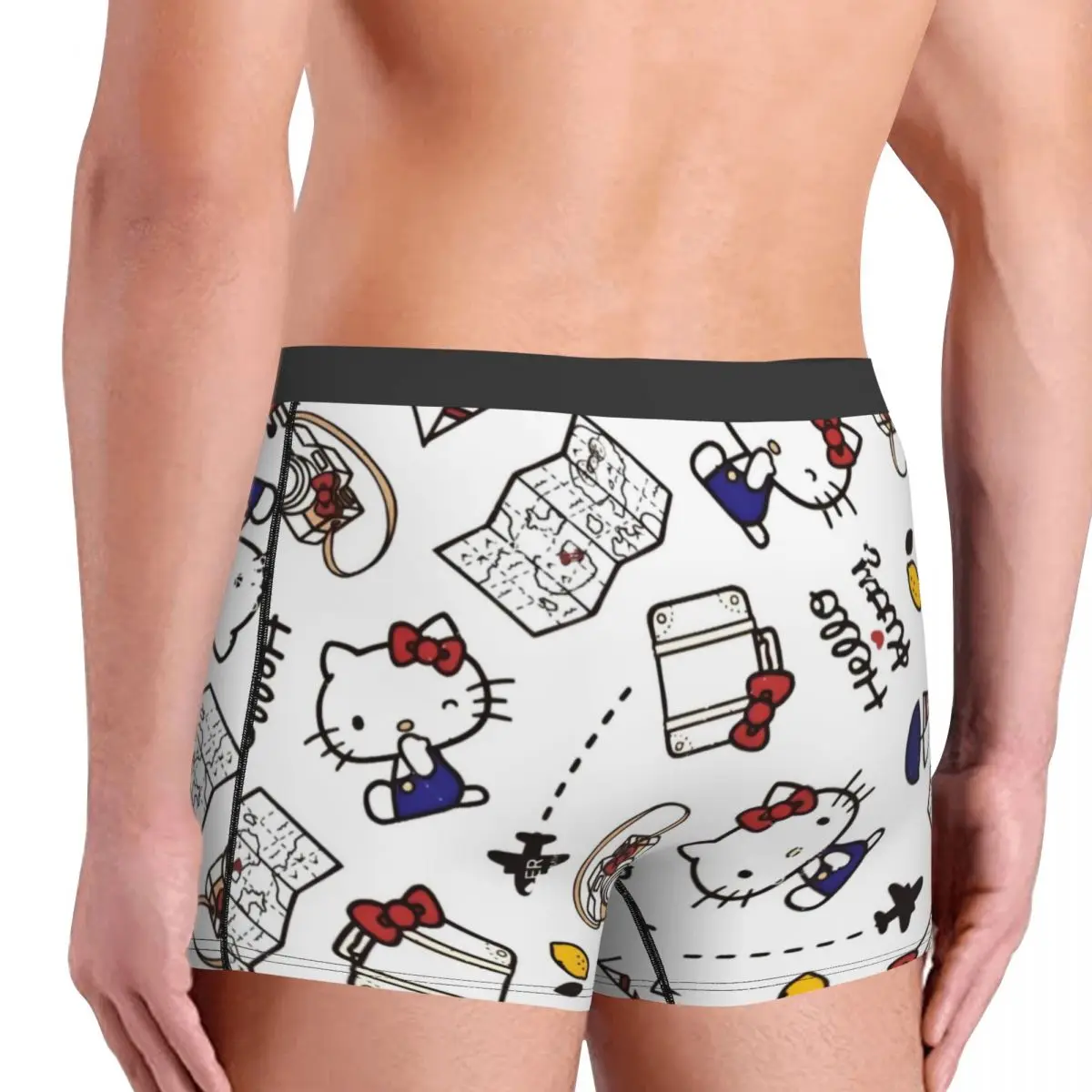 Custom Hello Kitty Love Travel Boxers, cueca divertida, boxer ultra macio, cuecas shorts, presente de mordaça para homem, cuecas Merch