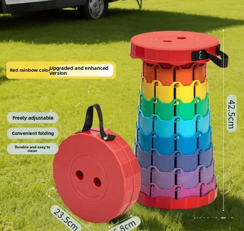 Thickened Retractable Work Stool, Portable Telescopic Folding Seat for Workshop Travel High-speed Rail Camping Picnic Hiking