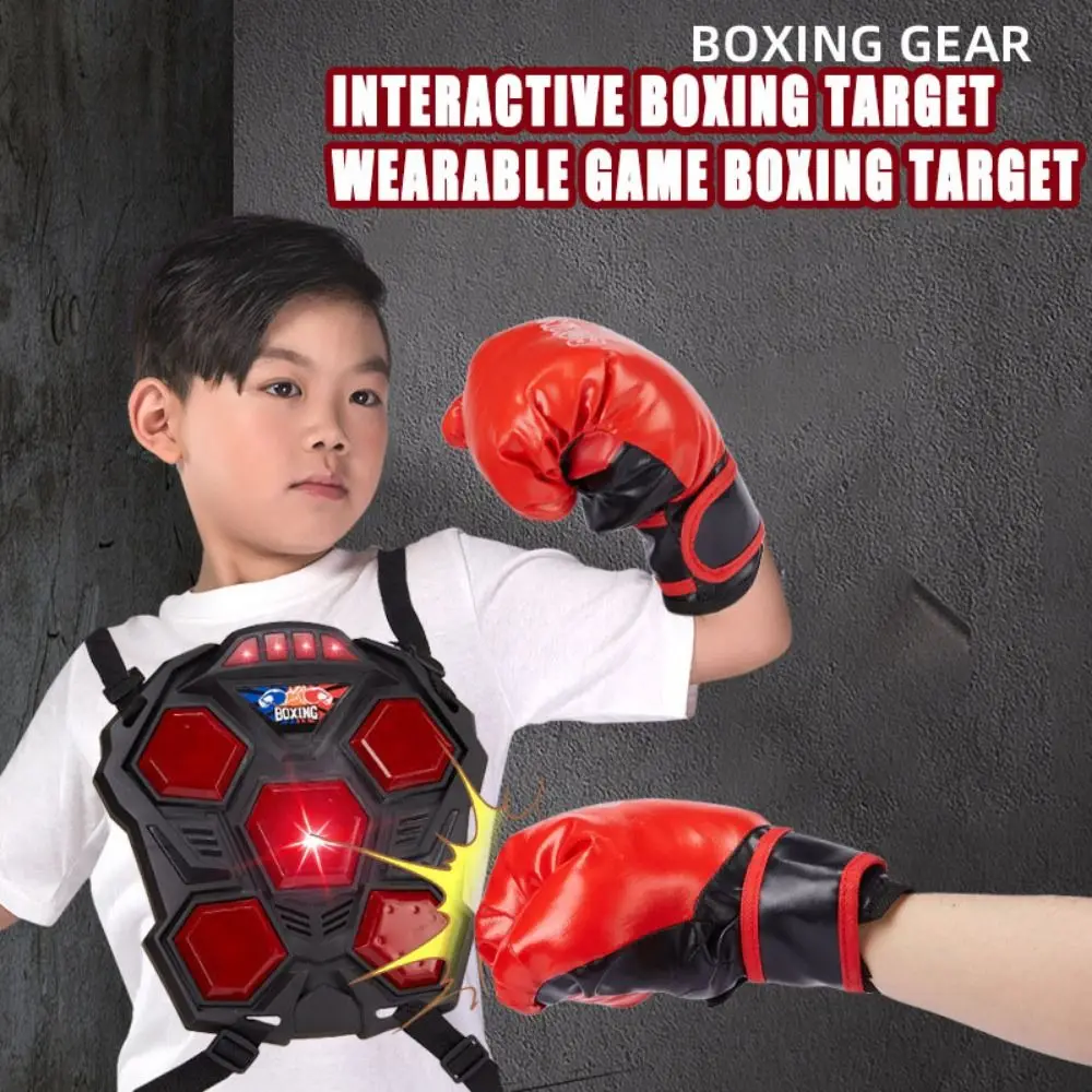 Creative Electronic Boxing Trainer Lighted Portable Interactive Boxing Toy Set Battery Powered Adjustable Strap