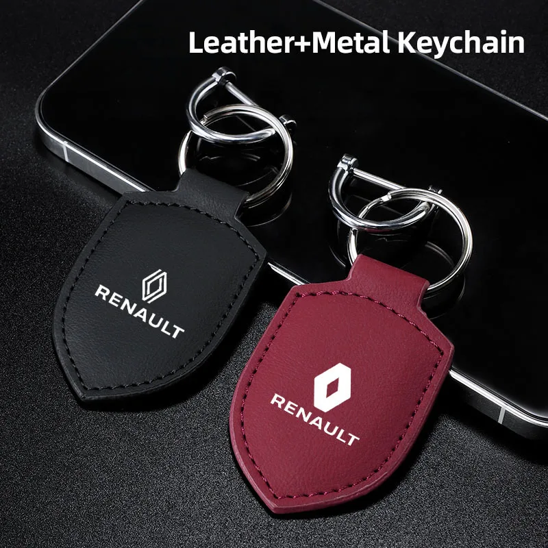 1Pcs Leather Car Emblem Keychain Key Ring Holder For Renault Kadjar Clio Scenic Koleos Megane Espace QM6 Captur Fluence Latitude