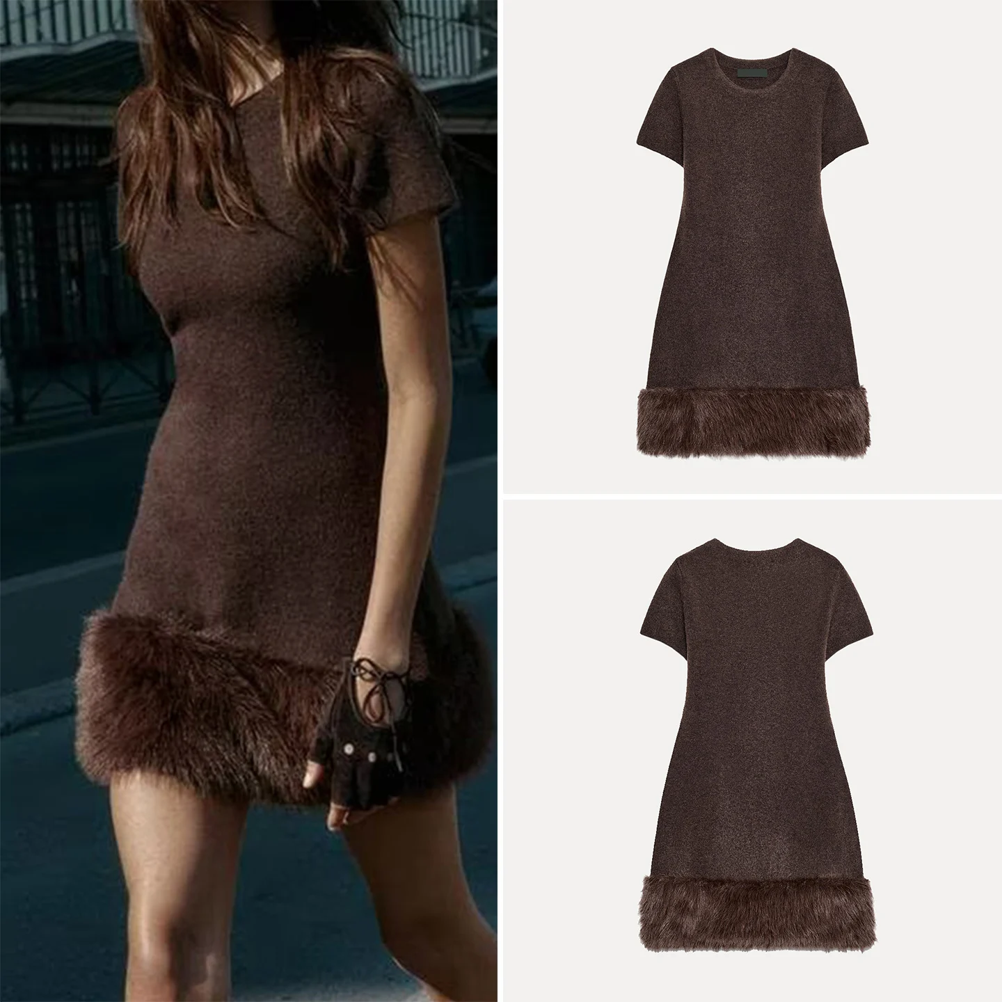 

Модный вязаный женский трикотаж Dr Z с эффектом искусственного меха, новинка 2025, ор Све, круглый Ne, повседневная одежда Dr