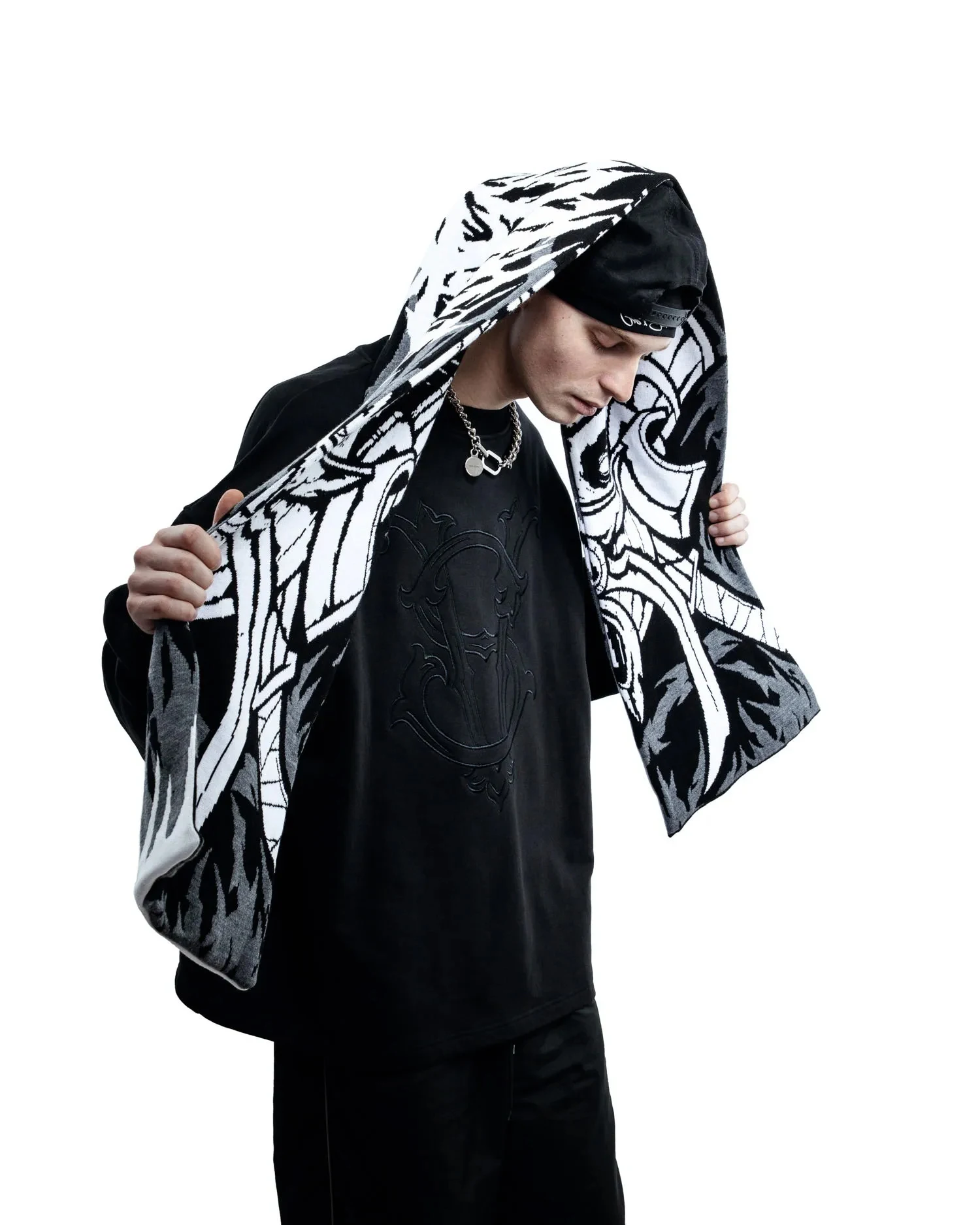 Women's Scarf Winter Y2k Streetwear Fashion Hip Hop Vintage Knitted Graphic Gothic Shawl Scarves Korean  Warm Unisex Accessories