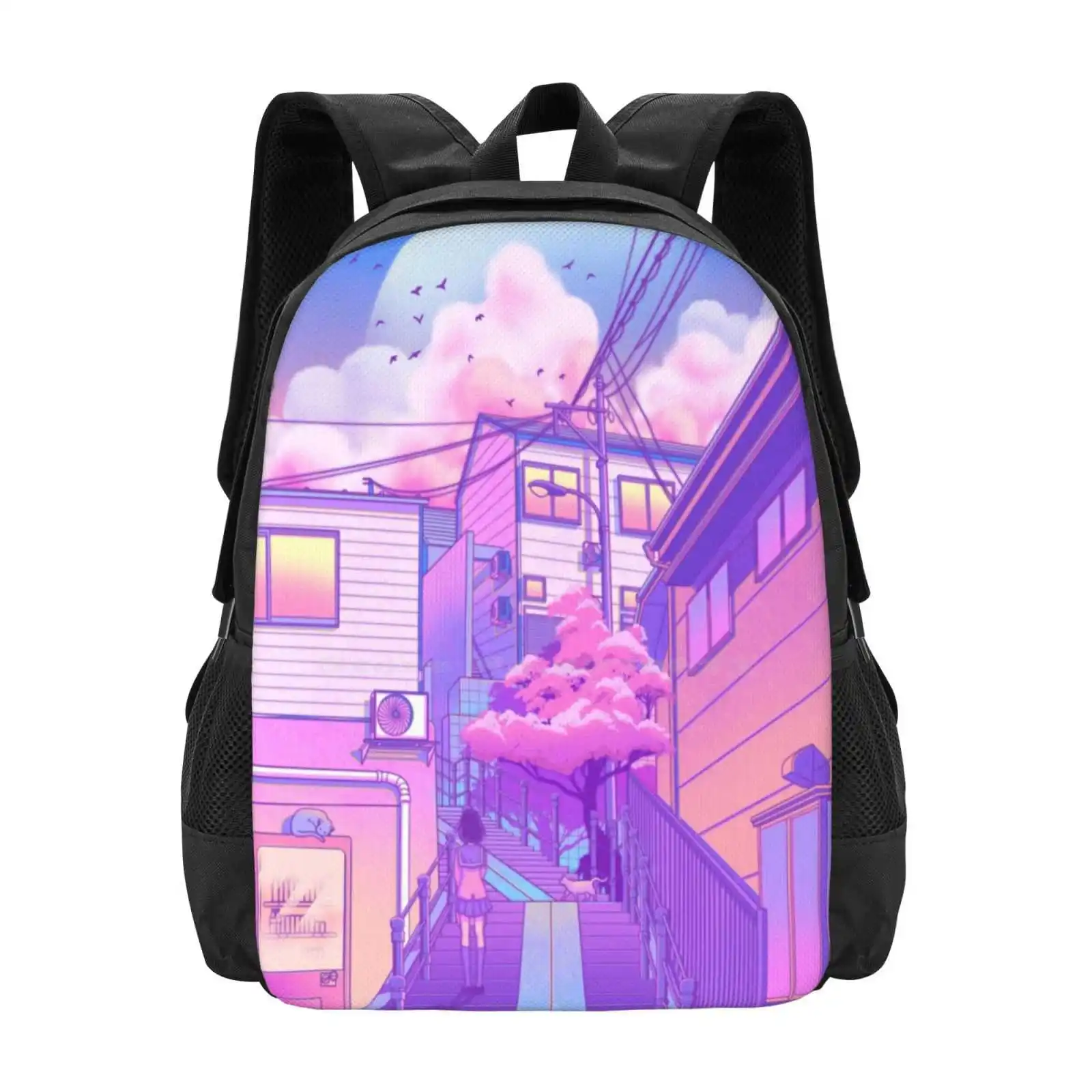 Tokyo City Pop Hot Sale Schoolbag Backpack Fashion Bags Tokyo Anime Manga Japan Aesthetic Mood Light Star Sunset Lofi Vibe 80S