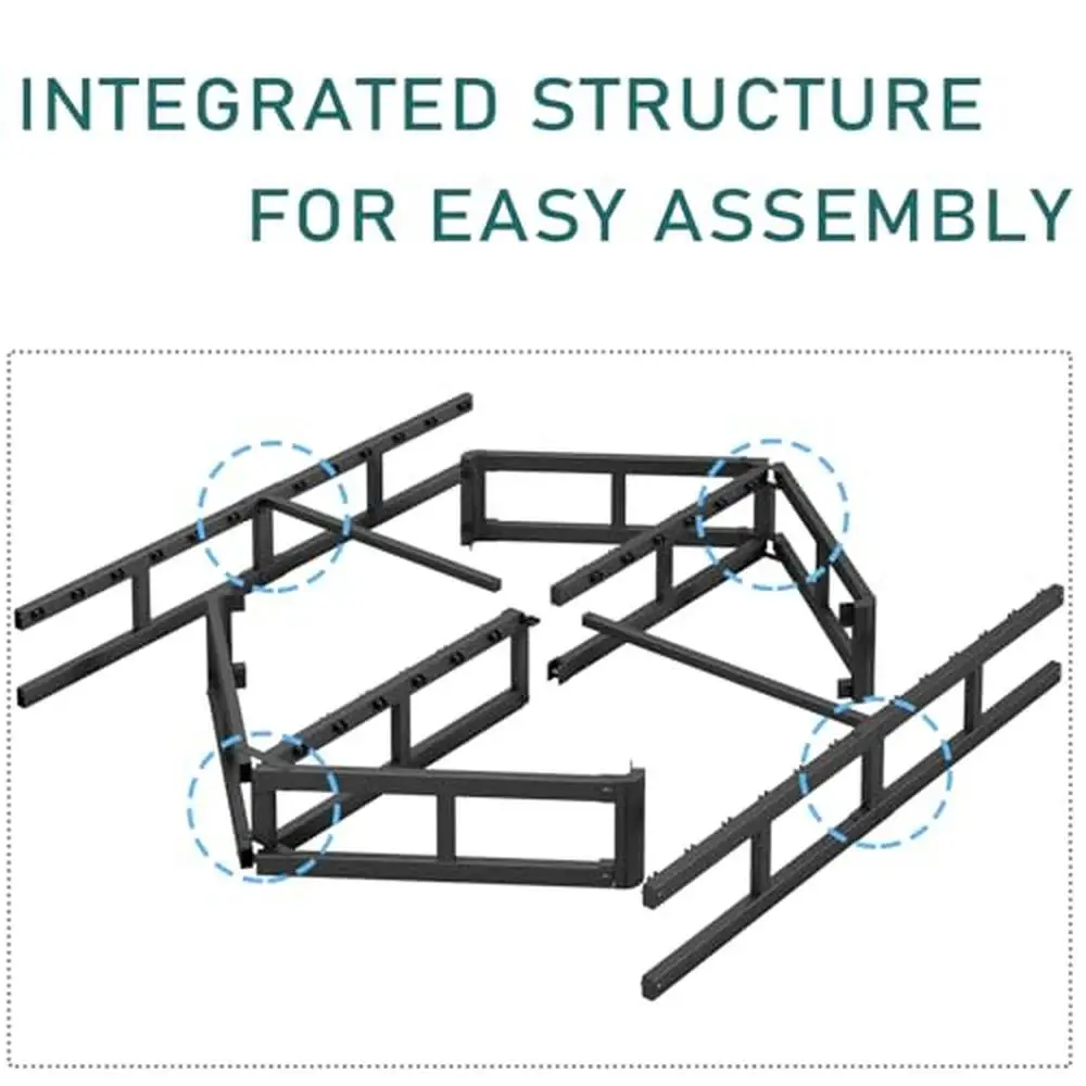 Heavy Duty 7-Inch Steel Slat Queen Bed Frame Noise-Free Easy Assembly Sturdy Platform Bed High Mattress Box Spring Alternative image 5
