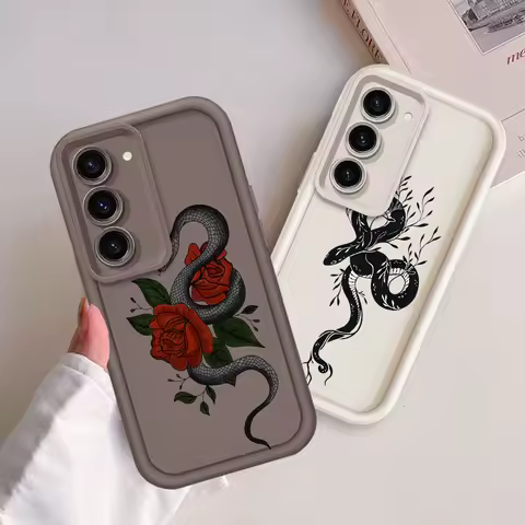 Snake Rose Spider Dark Style For Samsung Note 20 S24 S23 S22 S21 S20 Ultra Plus FE A25 A23 A22 A15 A31 5G Eye Ladder TPU
