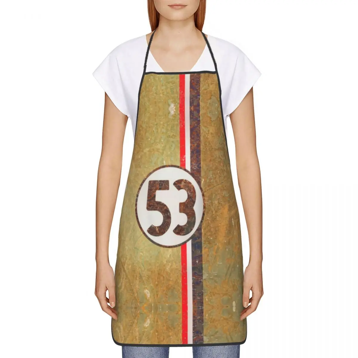 Custom Original Herbie 53 Racing Car Funny Apron for Women Adult Unisex Kitchen Chef Bib Tablier Cuisine Cooking Baking Painting