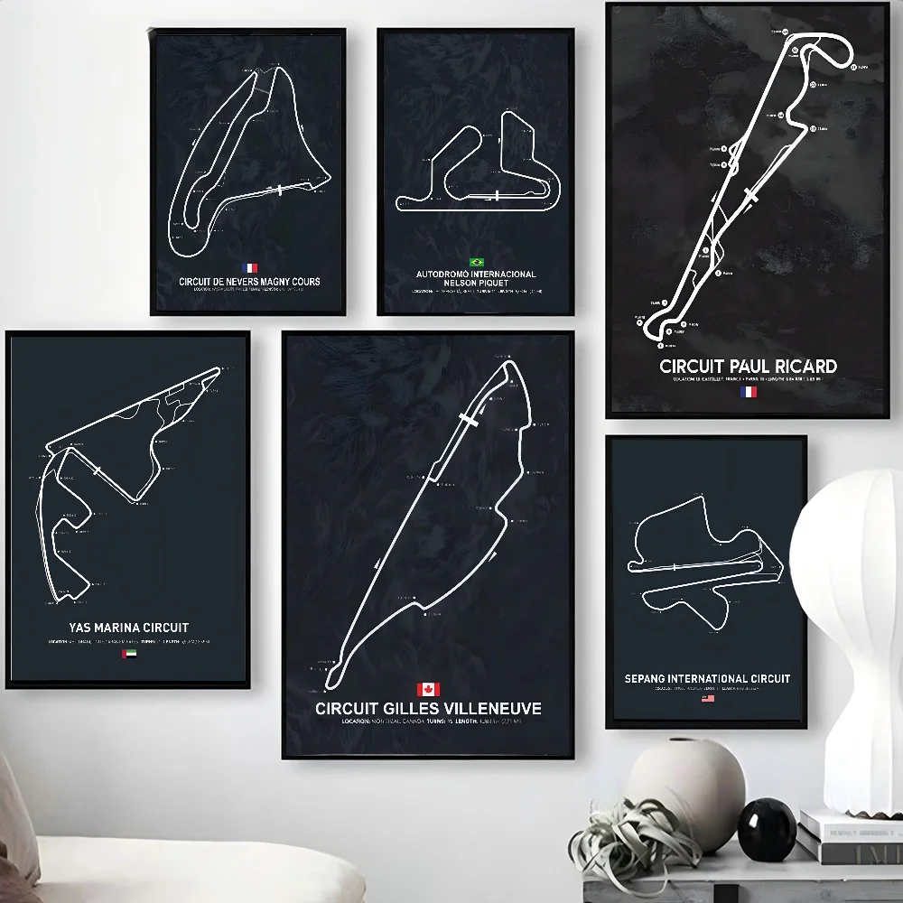 Formula 1 Internationa Track Circuit Painting F1 Wall Art Nordic Poster Paper Print Home Living Room Bedroom Entrance Bar Cafe A