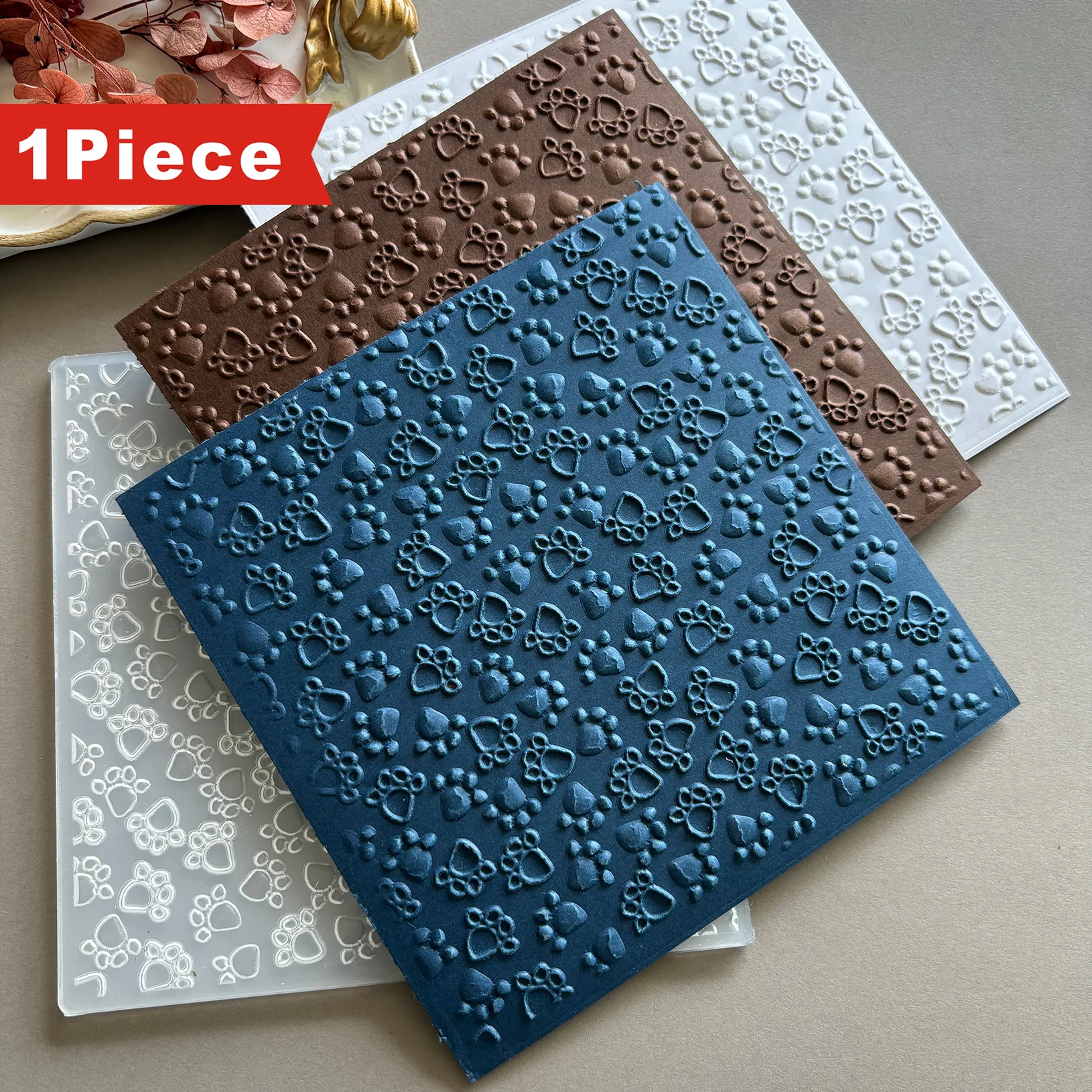 وصل حديثًا 1 مجلد بلاستيكي ثلاثي الأبعاد منقوش لصنع البطاقات وسجل القصاصات - تصميم "تصميم طباعة مخالب الحيوان ثلاثي الأبعاد"، 5.9 × 5.9 بوصة #4