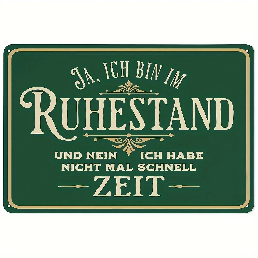 German Text Yes, I Am Retired, Plate Sign,Entry Colleague Gift Retirement Men Retirees,Decor Farewell Gift Idea Card Party Gift