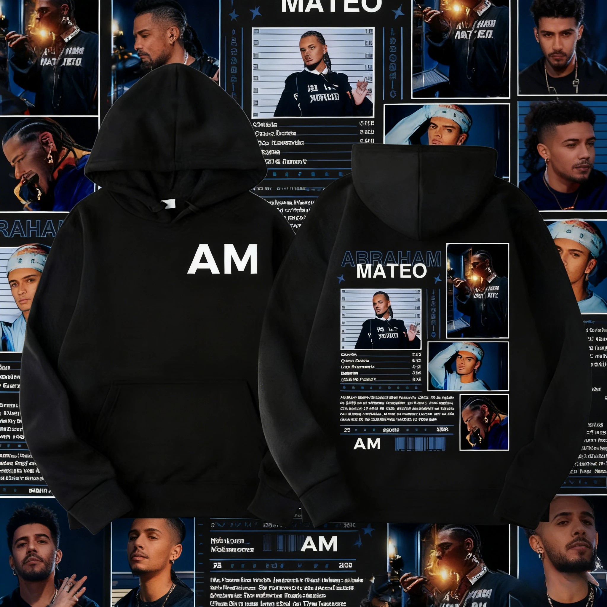 2025 الخريف/الشتاء مغني الراب أبراهام ماتيو جولة غطاء هود الرجال الموضة القوطية سوبر القطن الدافئة هود سترة غير رسمية #1