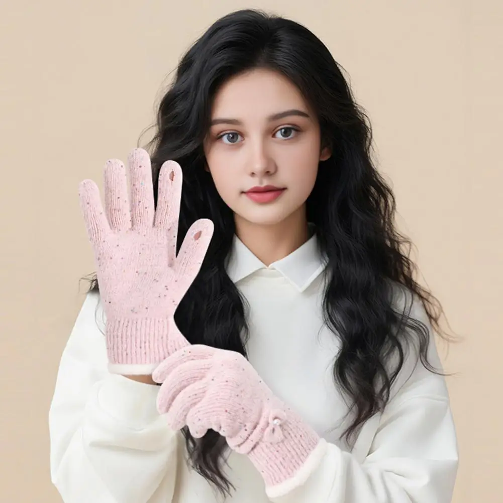 Winter Gloves with Double Elastic Cuffs Touch Screen Gloves for Outdoor Mobile Phones Women’s Winter Gloves with for Outings
