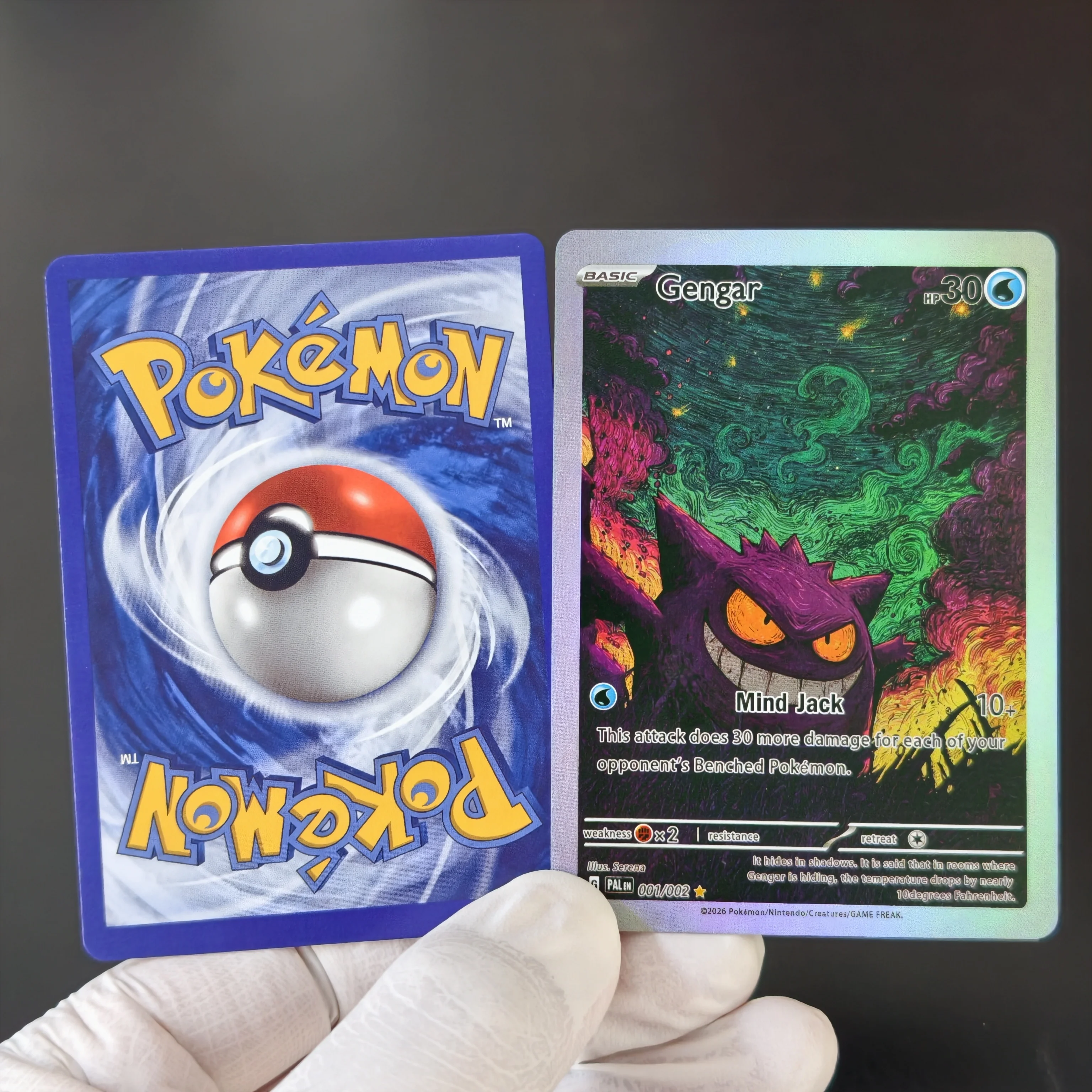 5PCS DIY Proxy TCG Card Gengar Full Art Holo Cards Set PKM PAL 001/005 Foil Game Collection Anime Card