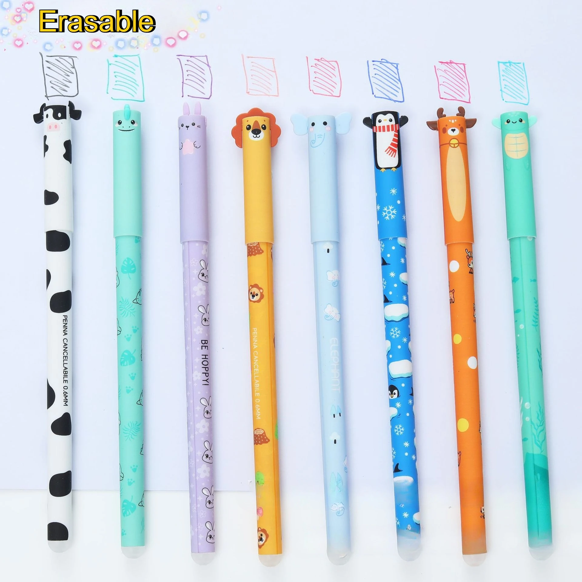 8er-Pack löschbare Stifte in Tierform für Journaling, Schreiben, Bürobedarf, Geburtstagsgeschenke, Weihnachtsgeschenke, Geschenkideen, Gelstift – Detail 6