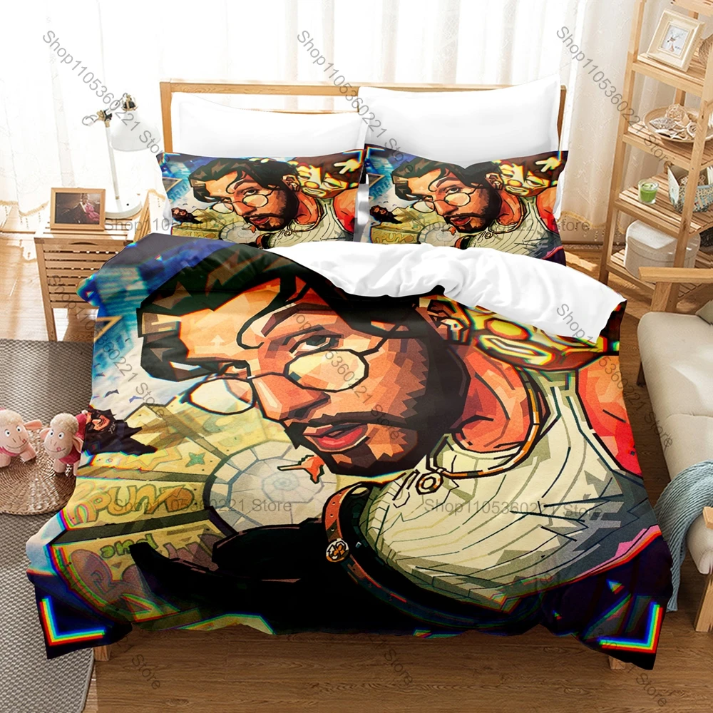 bbno$ Dollar Sign Logo & Baby No Money Script Graphic Retro Meme Rap Bedroom Decor Bedding Duvet Cover + 2 Pillowcases bbno