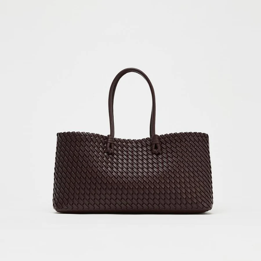 

fashion large capacity pu leather woven tote bag luxury designer women handbags vintage braid shoulder bags Commuter Bag 2025