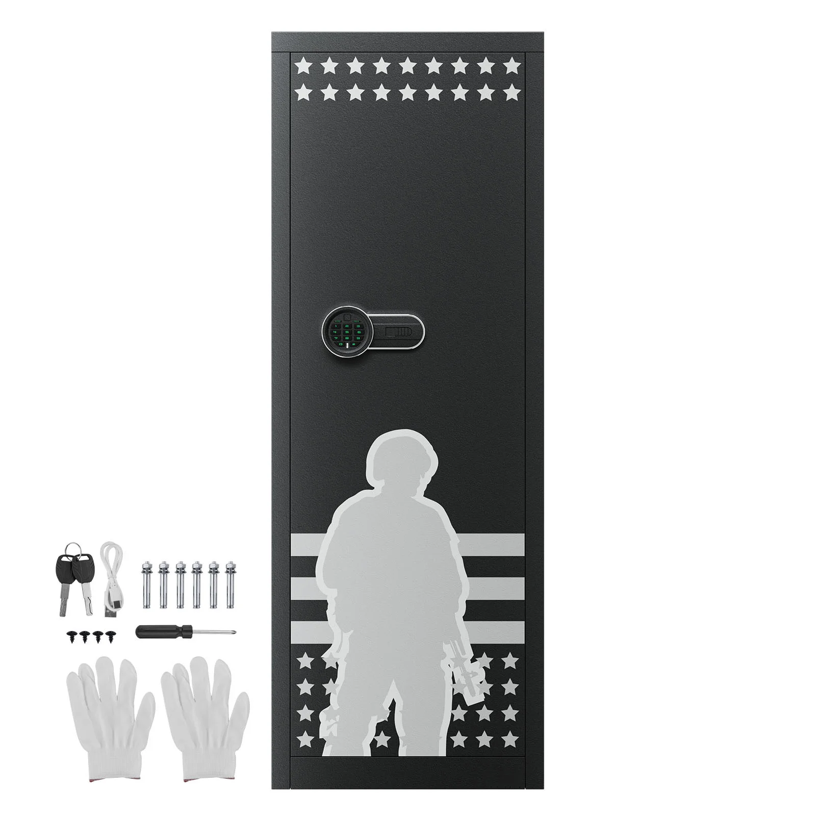 10-12 Gun Safe, Quick Access Rifle Safe with 4 Pistol Pockets and 3 Adjustable Racks, Long Gun Cabinet for Rifles and Pistols, Large Digital Cabinet with Key and Password Lock