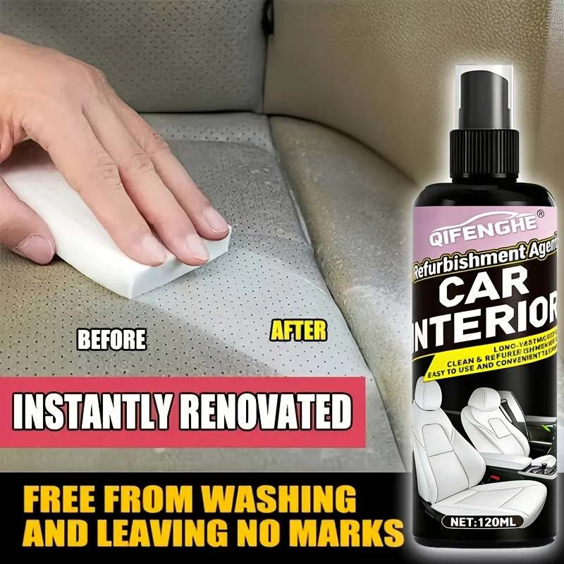 4.06oz Car Interior Cleaner, Seat Polish & Conditioner, Rinse-Free Stain Remover, Headliner Restorer, Multi-Purpose Auto