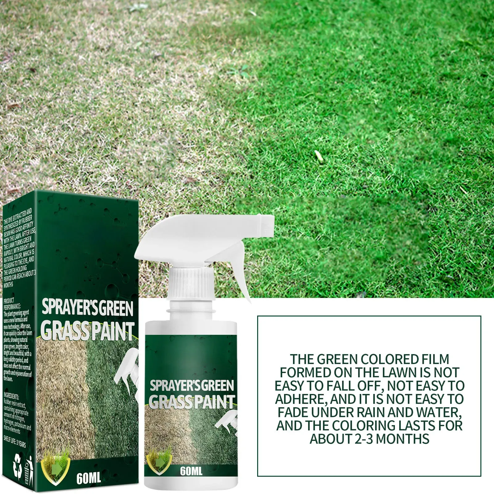 Green Grass Spray Long Lasting Green Lawn Dye Repair Grass Paint for Outdoor Playground Eco-Friendly Refresh Green Lawn Spray