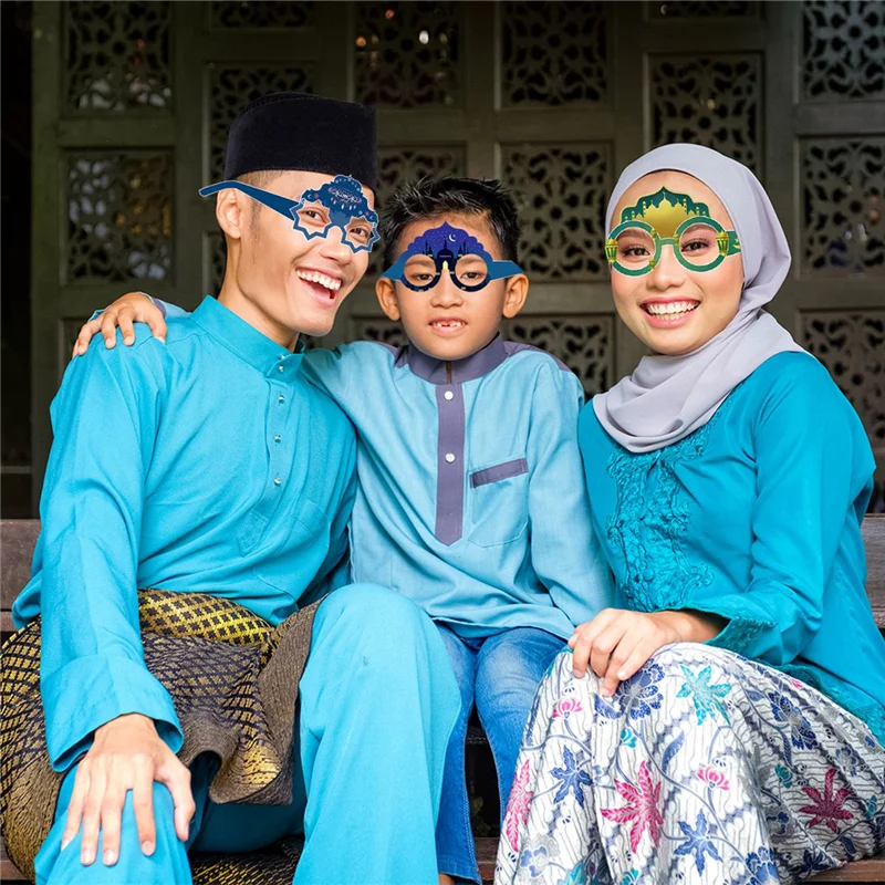 Zestaw Dekoracji Eid Ramadan Tematyczne Okulary 3D Dekoracje Księżyc Gwiazda na Imprezę Ramadan