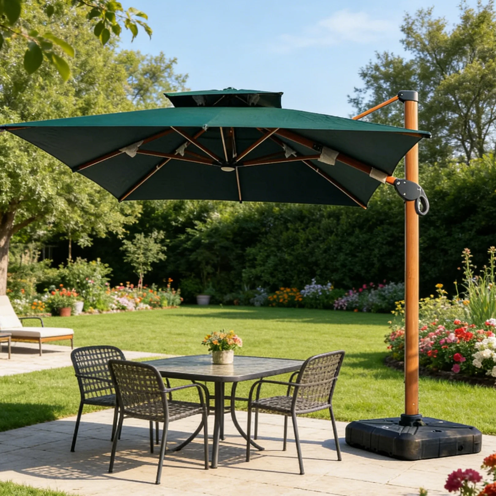 Factory Direct Sales Outdoor Parasol Courtyard Outdoor Umbrella Stall Wood Grain Sun Umbrella Outside The Villa Shade Roman Umbr