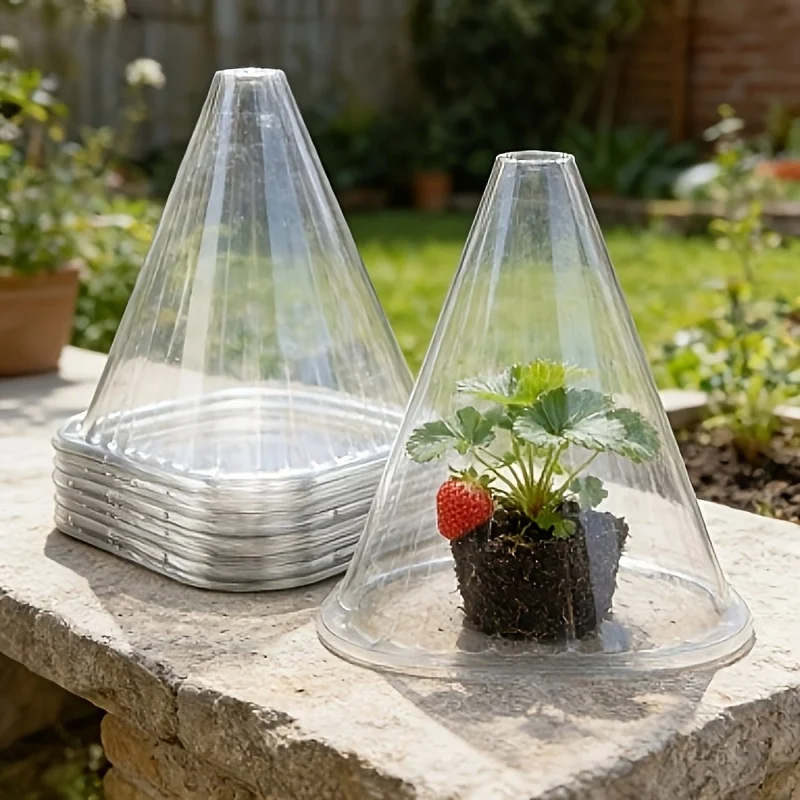 55pcs Reusable Clear Plastic Plant Protector Cloches ,Good Light Transmission,Breathable Mesh Garden Covers for Seedlings Plants