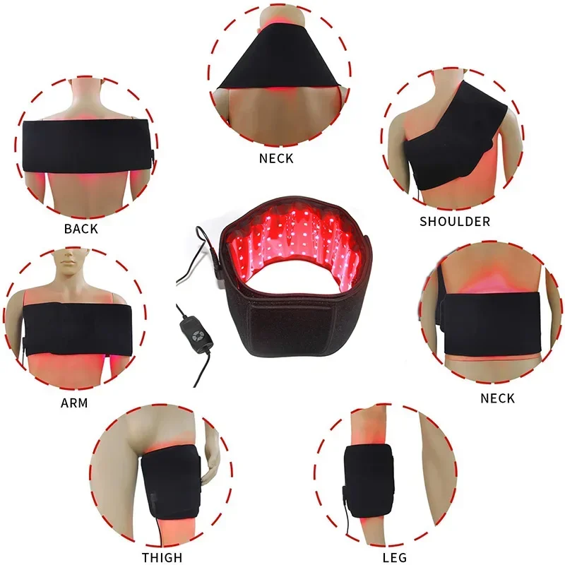 LED Phototherapy Massage Belt Red Light Hot Compress 850nm 660nm Body Shaping Weight Loss And Relaxation Back Pain Relief