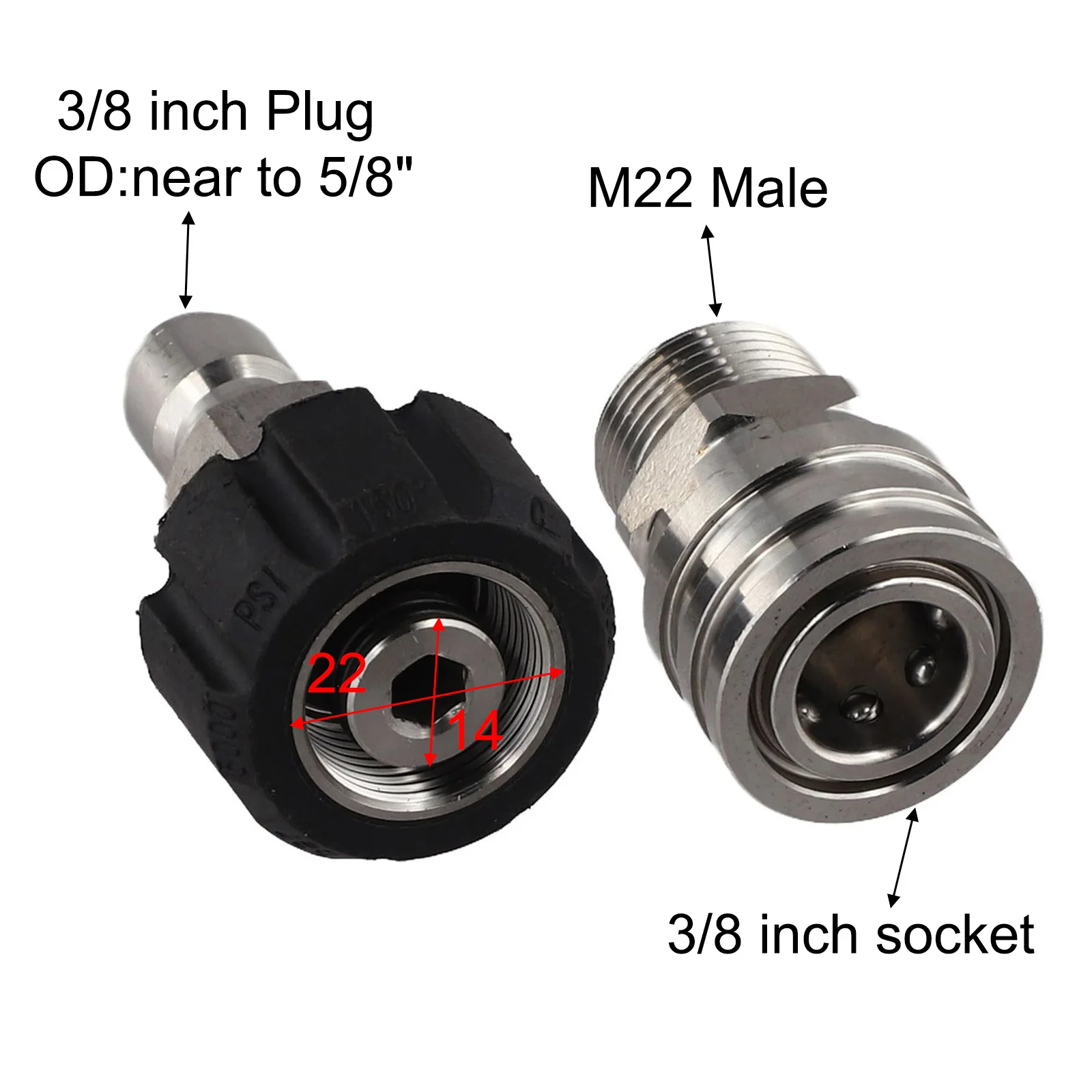 Pressure Washing M22-14 Connector Efficient Cleaning Adapter Kit Installation Tool Efficient Cleaning Performance