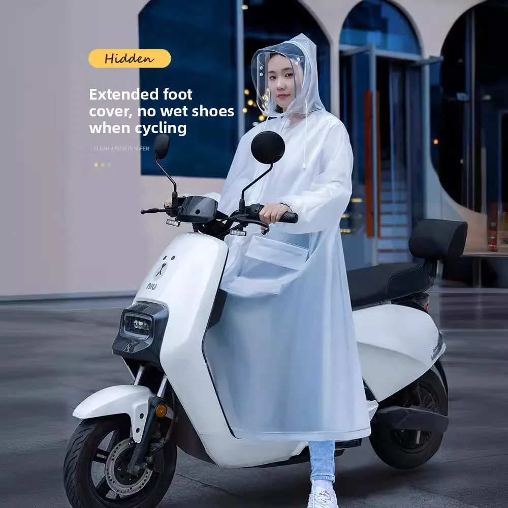 

Мужской новый цельный дождевик-пончо с капюшоном, длинный плащ для взрослых, защита от ливня, для электровелосипедов и мотоциклов