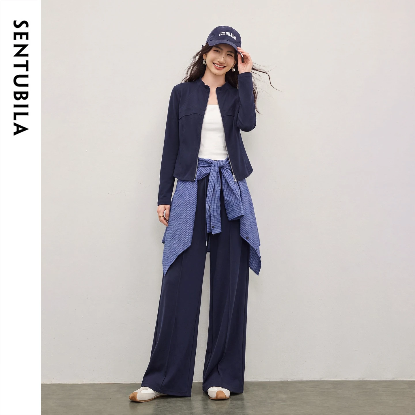 SENTUBILA Women's Autumn 2 Piece Set 2026 New Elastic Waist Loose Pant Set Sport Fashion Commute Outfit for Ladies W63ZC8317